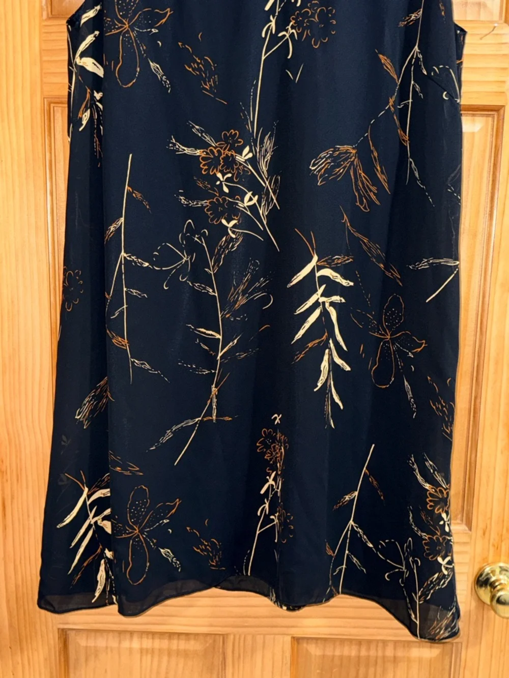Vtg Studio C Plus Black Midi Dress with Gold Floral Accents - Picture 6 of 11